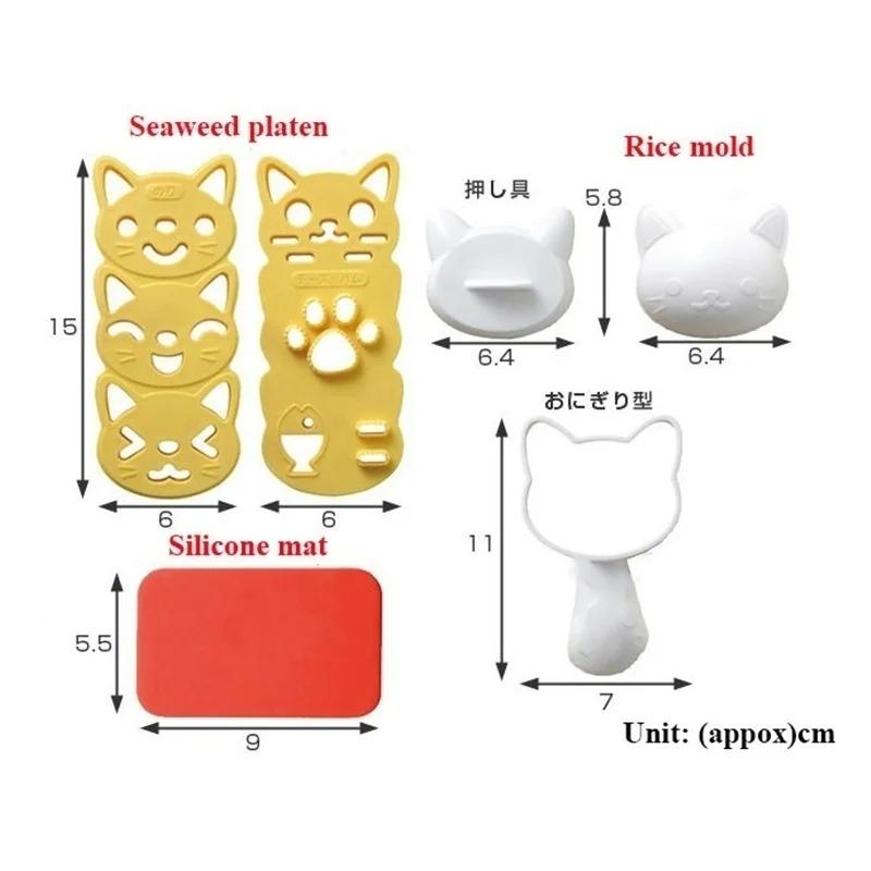 Cat Rabbit Rice Ball Mold Set Kids Cartoon Lunch Box DIY Creative Japanese Rice Sushi Tool Cake Molds Silicone Molds
