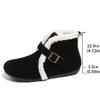 Fashion Warm Short Plush Suede Snow Boots Women 2025 Winter Metal Buckle Fluffy Fur Ankle Boots Furry Flat Heel Casual Shoes Plus Size