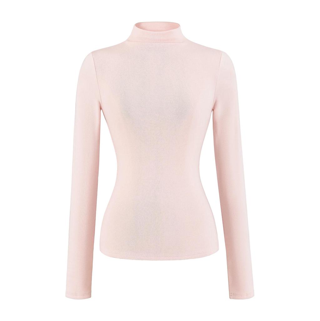 Autumn Winter Brushed Half-High Collar Slimming Pullover Long Sleeve Top 2025