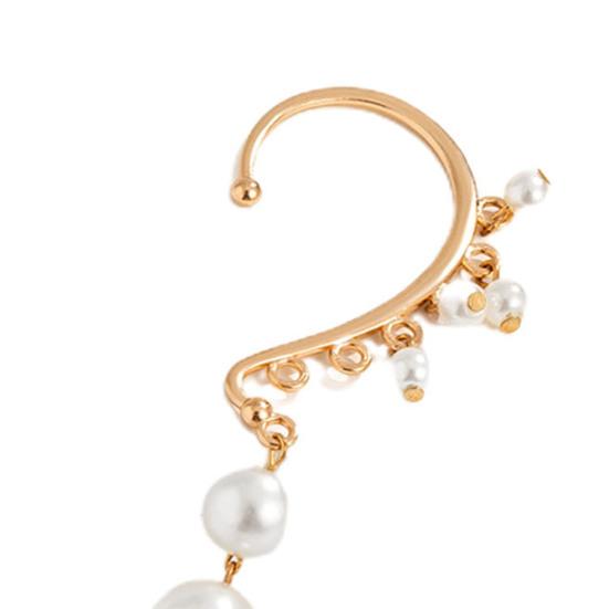 1Pc Clipe Brinco Imitação Pérolas Longo Borla Jóias Temperamento Delicado Ear Cuff para Casamento