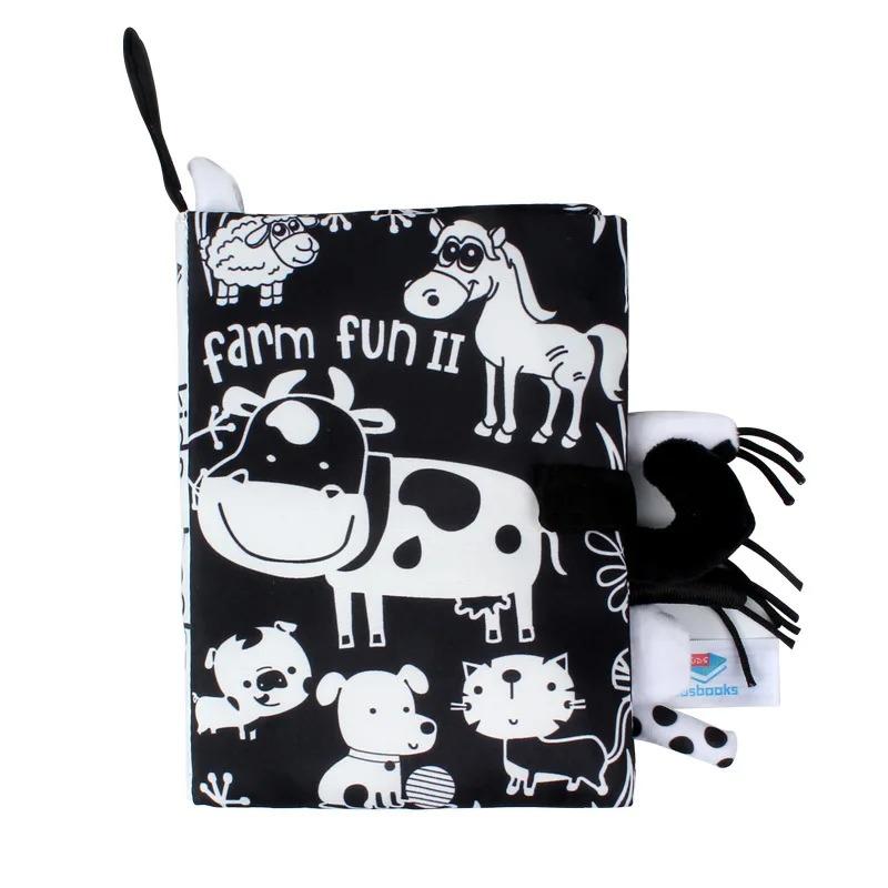 Hot Sale 0-36Month Baby Early Learning Educate Toy Tail Cloth Book Parent-child Interactive Sound Paper Puzzle Cloth Book Rattle
