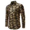 European Style Men's Rose Flower Print Shirt New Autumn Casual Bronzing Long Sleeve Shirts Male Fashion Party Nightclub Shirt