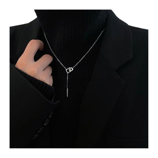 Женское Y-образное колье-лариат Элегантное колье для свитера Треугольный кулон Регулируемое геометрическое колье Подарок жене Девушке Украшение для повседневной носки F