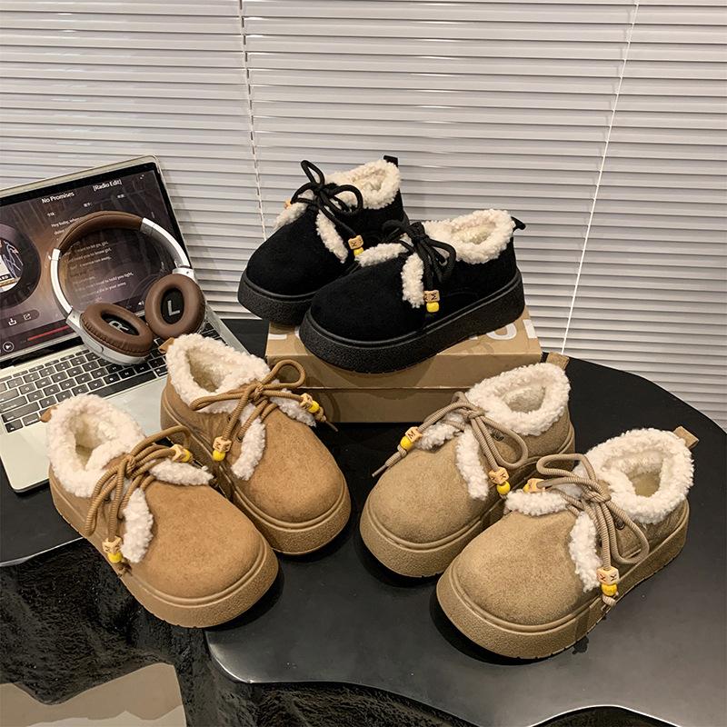 2025 new large size winter autumn and winter comfortable lace-up warm fashion large size snow boots women's shoes versatile outer wear