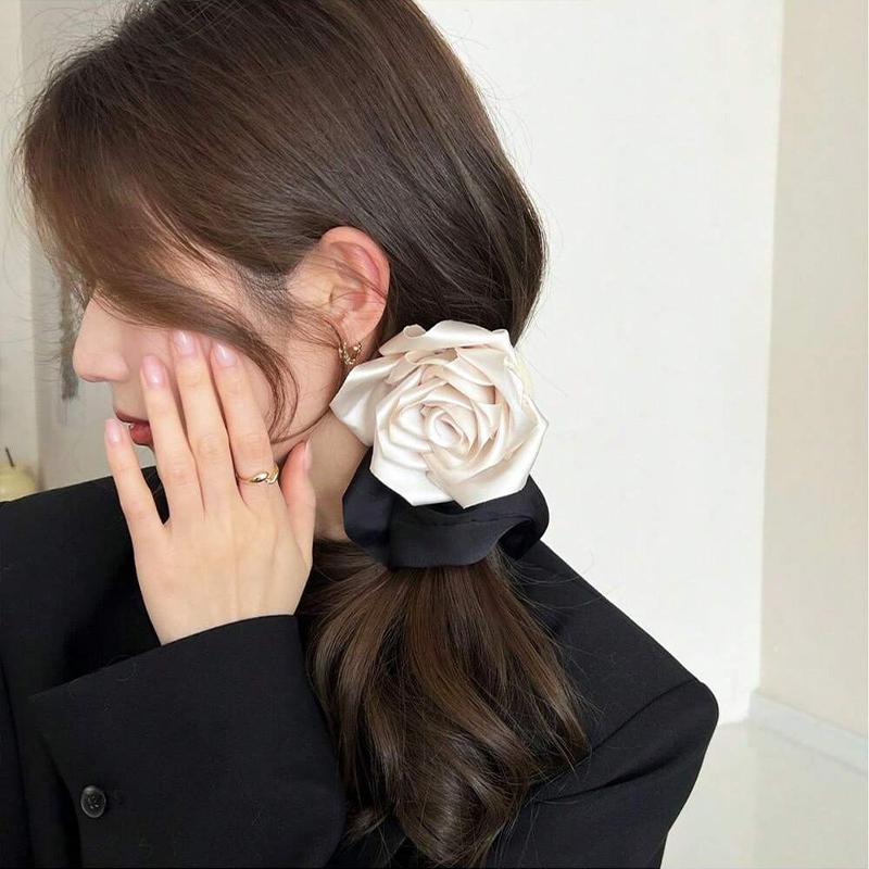 1pc women's minimalist temperament champagne colored fabric camellia headband fashionable satin floral headband