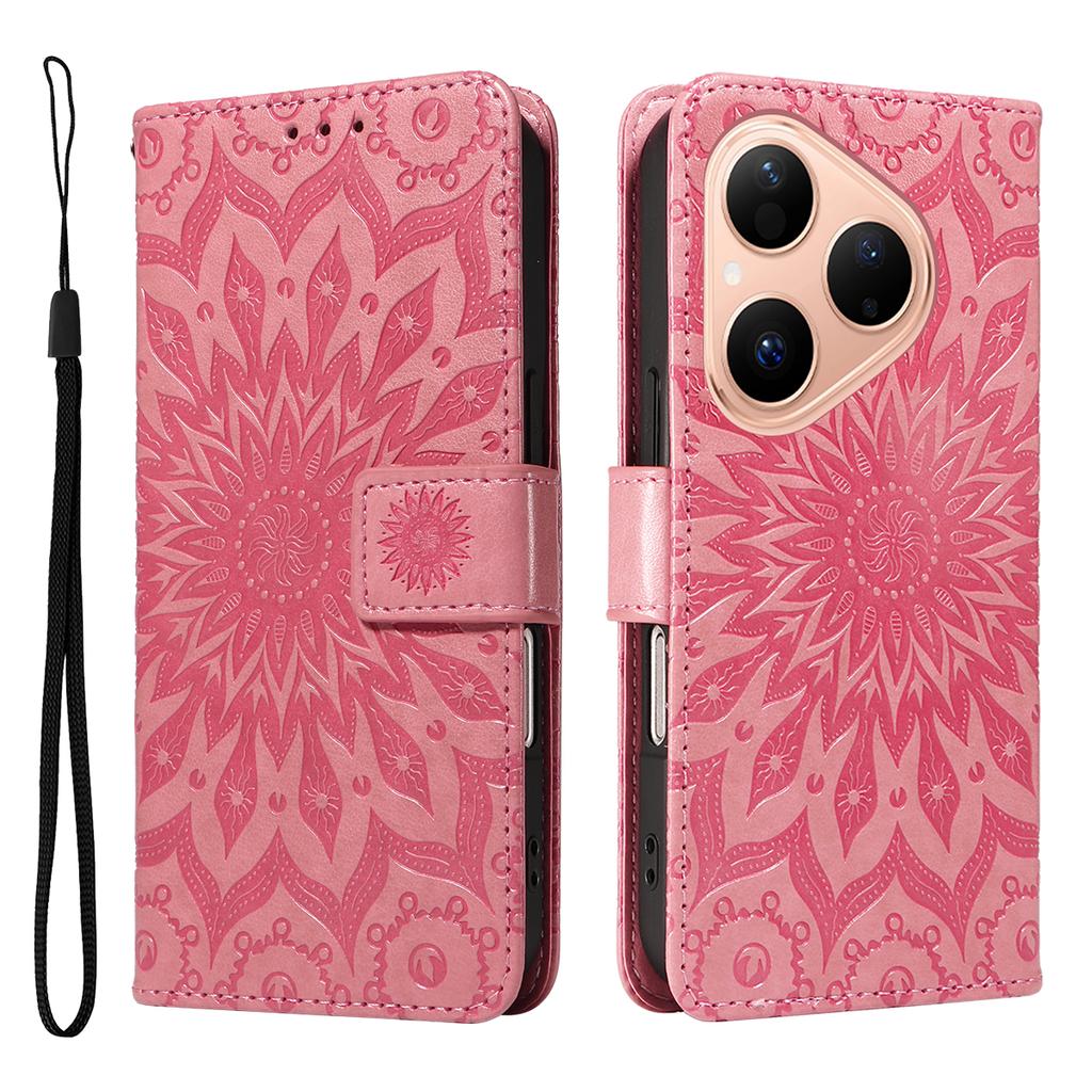 For Huawei Pura 80 Leather Wallet Case Sunflower Imprinted Phone Cover