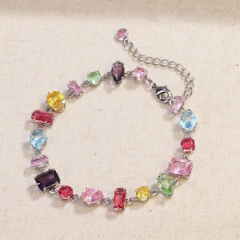 Elegant Crystal Zircon Necklace Colorful Fashion Jewelry Accessory Women