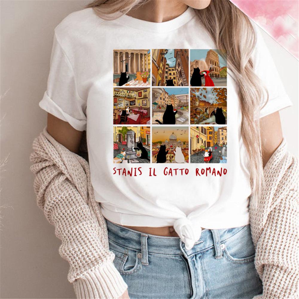 Italy t-shirts women designer graphic Japanese Tee girl graphic manga y2k clothes