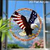 2D flacher runder Acryl-Sonnfänger, Hängendes Ornament im Buntglas-Effekt mit US-Militär-Thema, Dekoration für Zuhause Anhänger