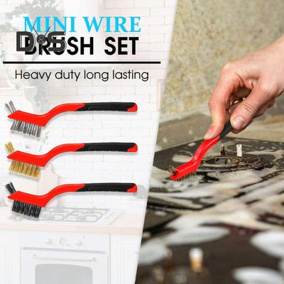 6-teiliges Drahtbürstenset für enge Räume, ergonomische Borsten mit langem Griff, Reinigungsbürste für Küche, Bad, Garage