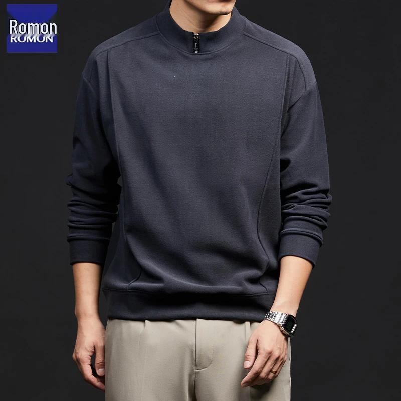 Romon Men s Thermal Fleece Pullover: Warm Long-Sleeve Half-High Collar Shirt for Autumn/Winter 2XL (155-170 Jin) серый