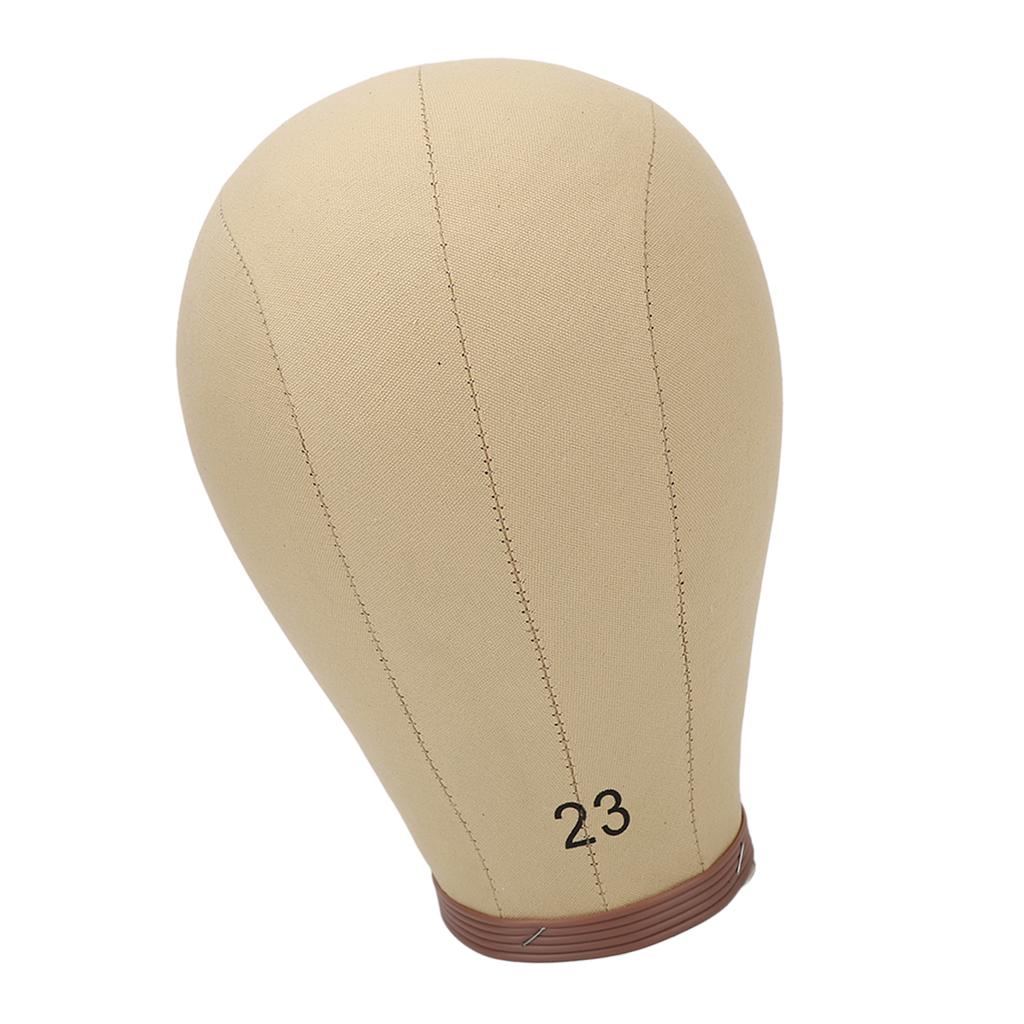 23in Cork Canvas Block Head Reusable Wig Head Display with Stand for Hairdressing Making Wigs