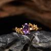 Non-Fading High-End S925 Sterling Silver 18K Gold Natural Amethyst Lucky Treasure Ring Women'S Simple Jewelry