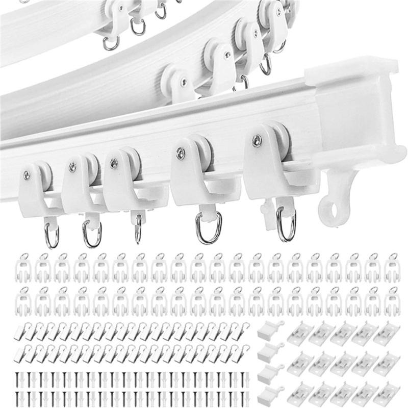 5 Meter Ceiling Curtain Rails Kits With Smooth Rollers and Metal Fixtures For Modern Window Dressings Curtain Track Set