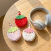 Zipper Design Plush Strawberry Keychain Lipstick Card Bag Earphone Bag Key Pendant  Student