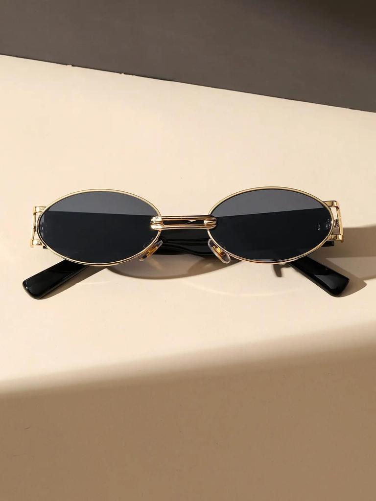 New Retro Metal Frame Elliptical Frame Trendy Street Photo Sunglasses for Men and Women's Outdoor Travel Sunshades UV400