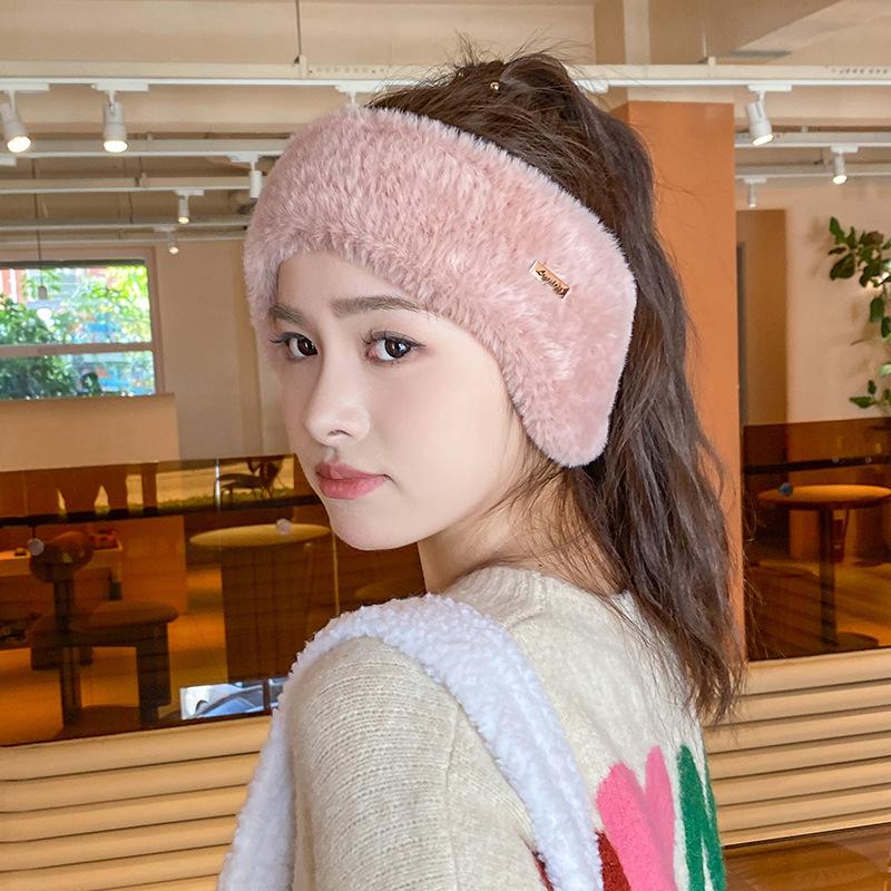 Headband, Empty Top Ear Protection Hat, Winter Warm and Windproof Knitted Confinement Hat, Big Head Circumference Versatile Outdoor Sports Running Hat