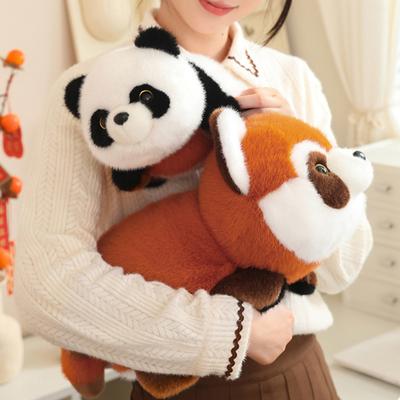 Wendeplüschtier Roter Panda Weiches Stofftier für Kinder Kuschelpartner Leichtes Dekokissen Geschenk für Geburtstag Weihnachten Komfort Spielen