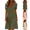 Women's  Color Casual Fashion Short Sleeved V-neck Dress