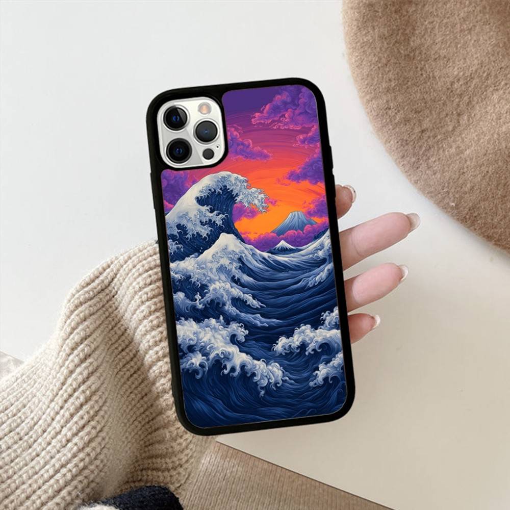 Kanagawa Great Wave Anime Phone Case For Iphone 16 15 14 13 12 11 Pro Max Plus Shockproof TPU+PC Hard Case