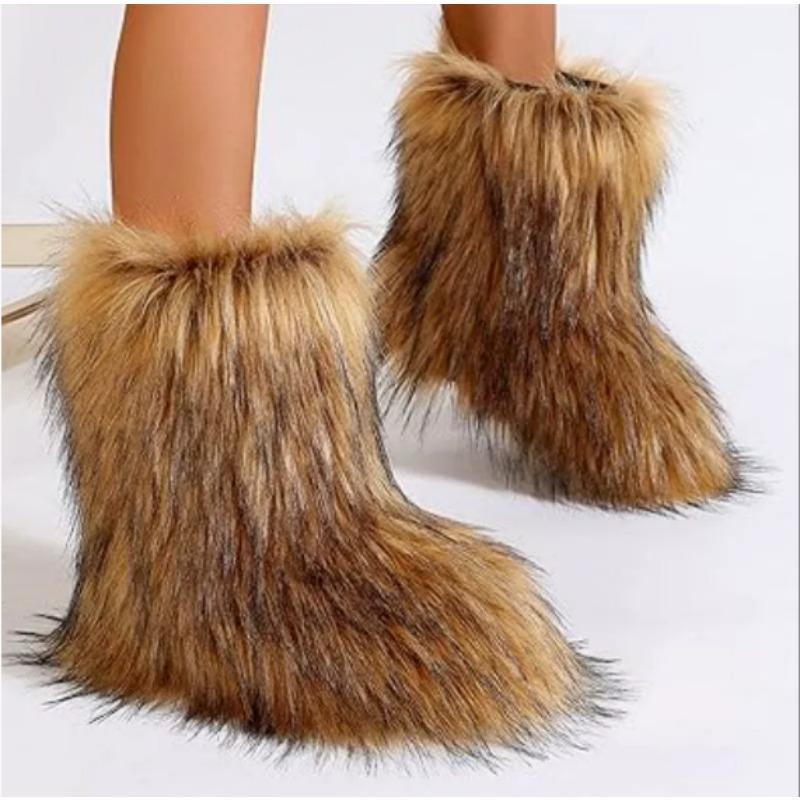 Winter Women Luxury Ankle Boots Deep Mouth Slip On Warm Platform Snow Boots Comfortable Outdoor Designer Shoes Women