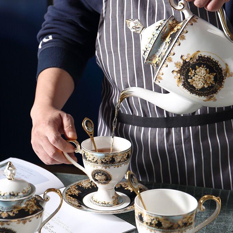 British Royal Bone China Coffee Cup and Saucer Set, Luxury Tea Cup Set for Espresso, Latte & Afternoon Tea