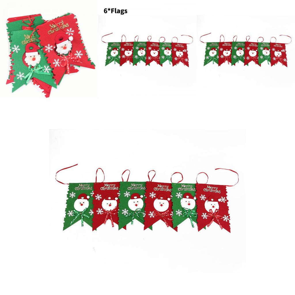 Christmas Party Decorations With Santa Claus Pattern Festive Flag Banners For Holiday Celebration