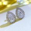 Lulu Tong 2023 925 Silver High-Carbon Diamond 5x8mm Pear-Zircon Water Drop Stud Earrings, Trendy Style.