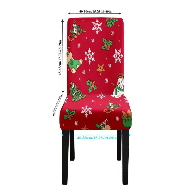 Christmas Printed Chair Cover Non-Slip Dustproof Spandex Washable Elastic Chair Cover Christmas Event Decorative Seat Protector