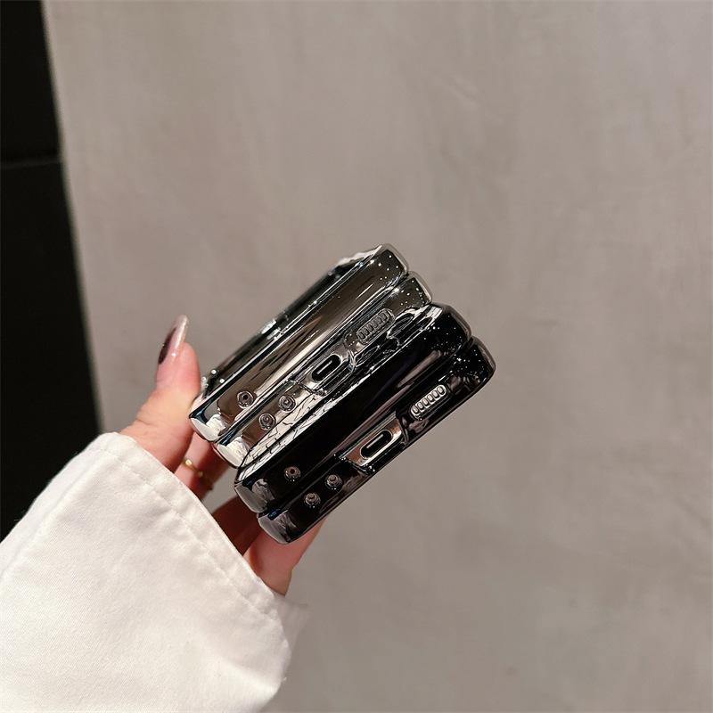 Applicable To Samsung ZFlip5 Shell Pattern Electroplated Shell Japanese and Korean Zflip4 Folding Screen Back Cover Zflip3 Protective Case