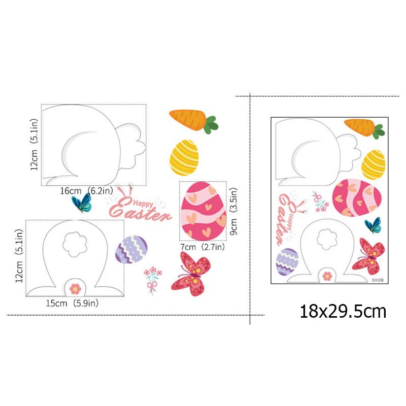 Easter Bunny Window Stickers Decorations cute Rabbit Eggs Carrot Chick Wall Sticker easter Home Party Ornaments Window Clings