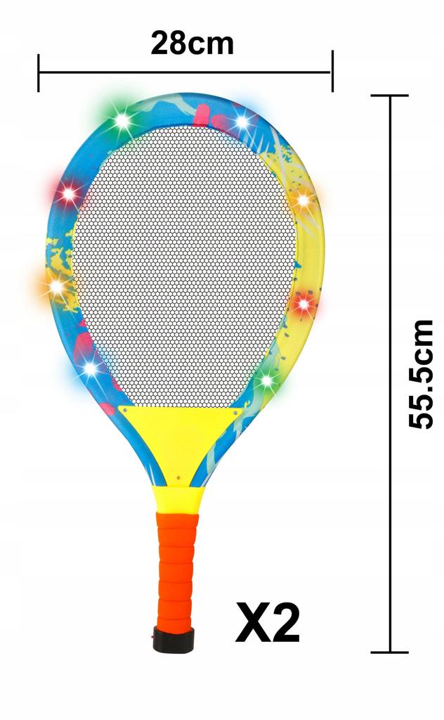 Świecący Zestaw do Gry w Badmintona Dwie Rakietki i Lotki LED Tenis Paletki