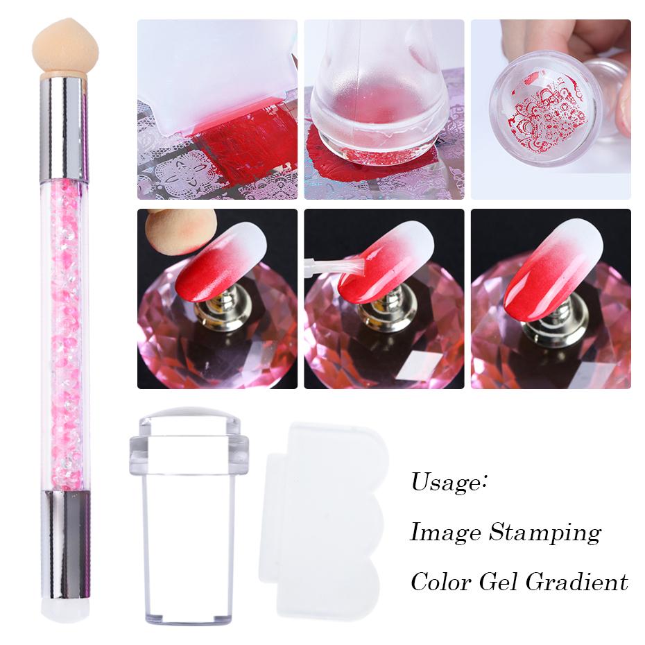 4pcs Nail Art Stamping Plate Flower Lace Patterns Image Stencil Stamper Gradient Nail Brush Nail Set Template Tools LYBC01-20-2