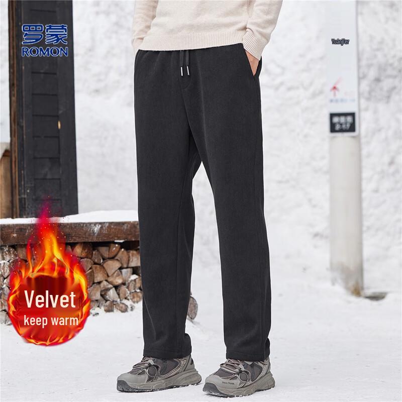 

Luomeng Men s Warm Fleece-Lined Straight-Leg Casual Pants 4XL