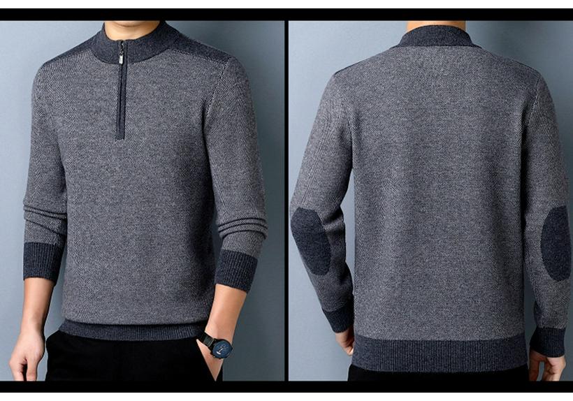 Men's Thick Warm Wool Half-Zip Sweater for Autumn/Winter - Middle-aged Base Layer Dad's Outfit