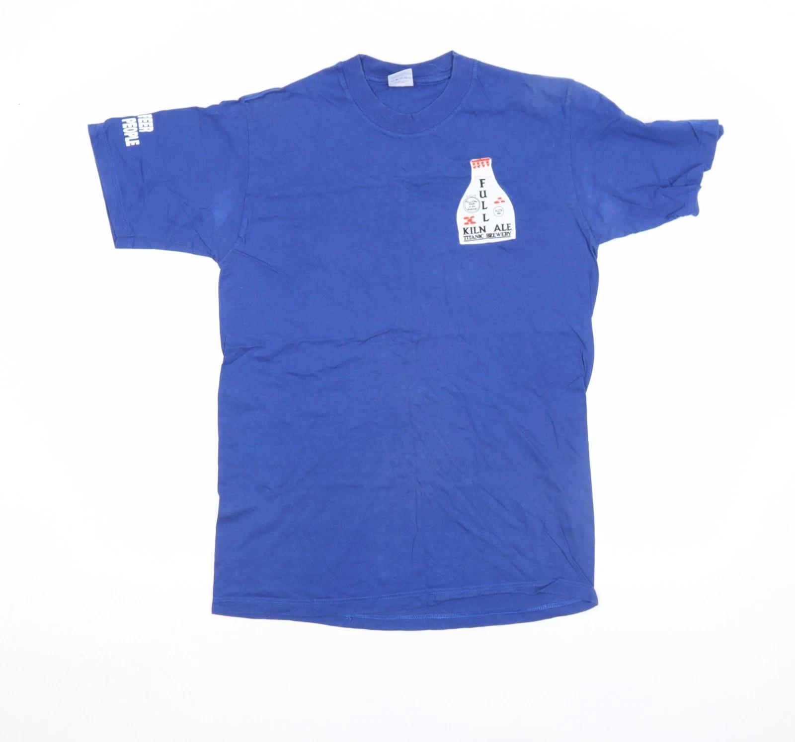Jerzees Men s Blue Beer Graphic Print Cotton T-Shirt Size S S