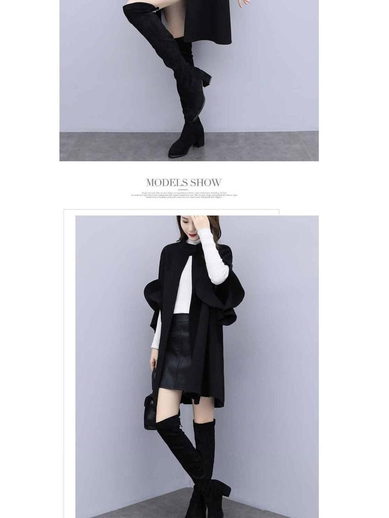 Women's Plus Size Red Wool A-Line Cloak Coat - Mid-Length, Perfect for Spring, Autumn, & Winter.