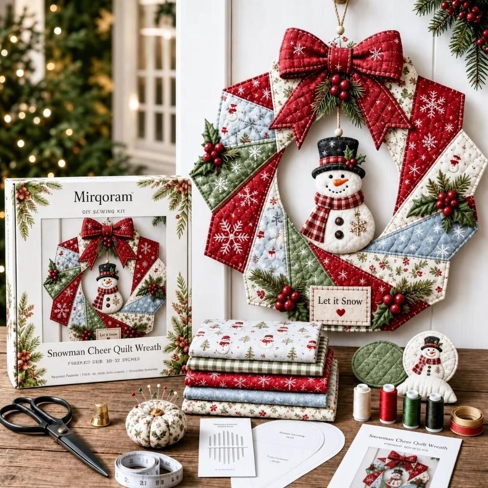 Santa Claus Christmas Quilted Wreath Craft Kit Door Hanging Xmas Craft Kit Front Door Decor