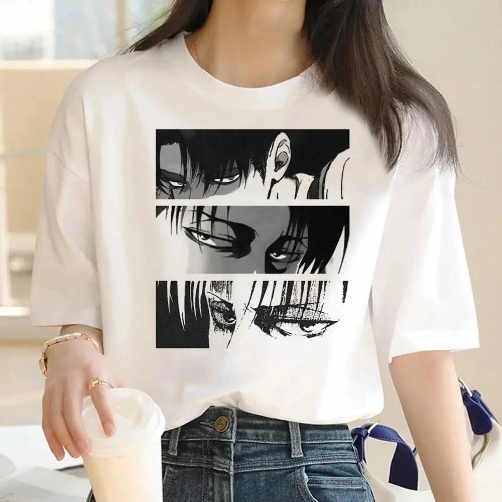 2025 Anime Attack Titan Pattern Harajuku T-shirt Casual Fashion Short Sleeve T-shirt Women's Retro Top T Shirt Aesthetic Clothes