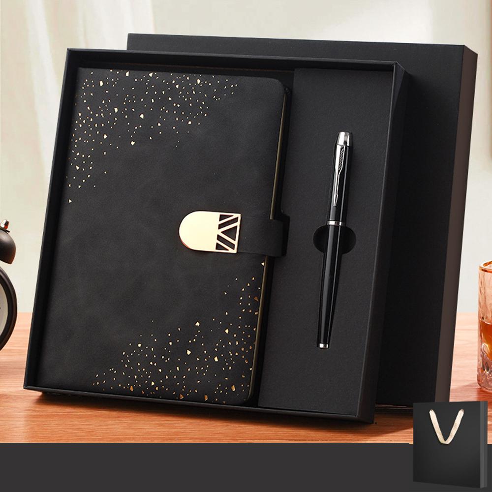 (Istnieje możliwość wygrawerowania logo) Notatnik biznesowy A5 z okładką w gwiazdy, zeszyt przedmiotowy dla studenta, skórzany notatnik, pamiętnik z klamrą