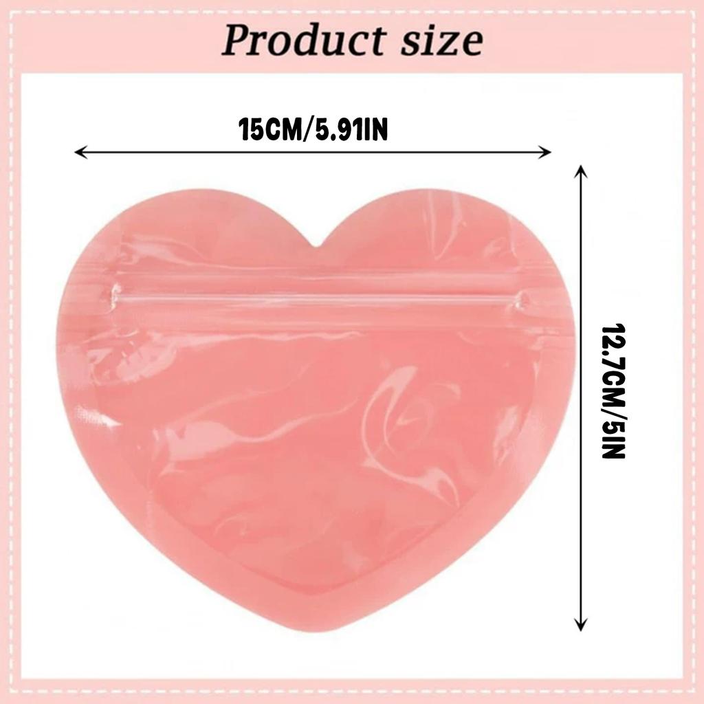 Cute PVC Heart-shaped Jewelry Pouch, Perfect For Valentine's Day Gift, Resealable Bag.