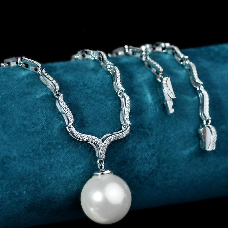 Gica Gema Pearl Necklaces With High Carbon Diamond 925 Sterling Silver 16mm Pendant Unique Design Romantic Fine Jewelry Wedding Party Gifts New Trend