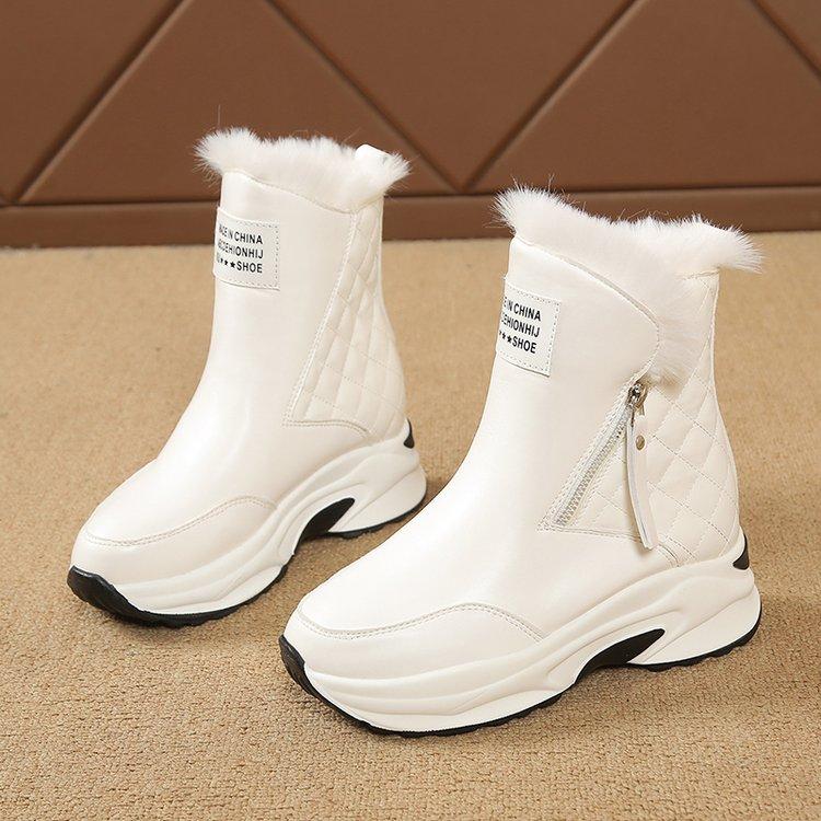 

Модные ботинки на платформе женские 2025 новые зимние универсальные с внутренней платформой женские флисовые утепленные теплые ботильоны 40