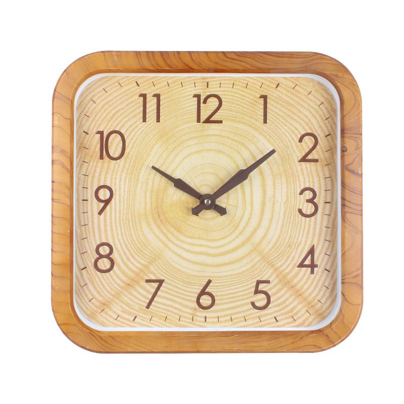 

Квадратные настенные часы под дерево, простые бесшумные, для гостиной, спальни, настенное украшение, современные домашние креативные настенные часы Pattern 6