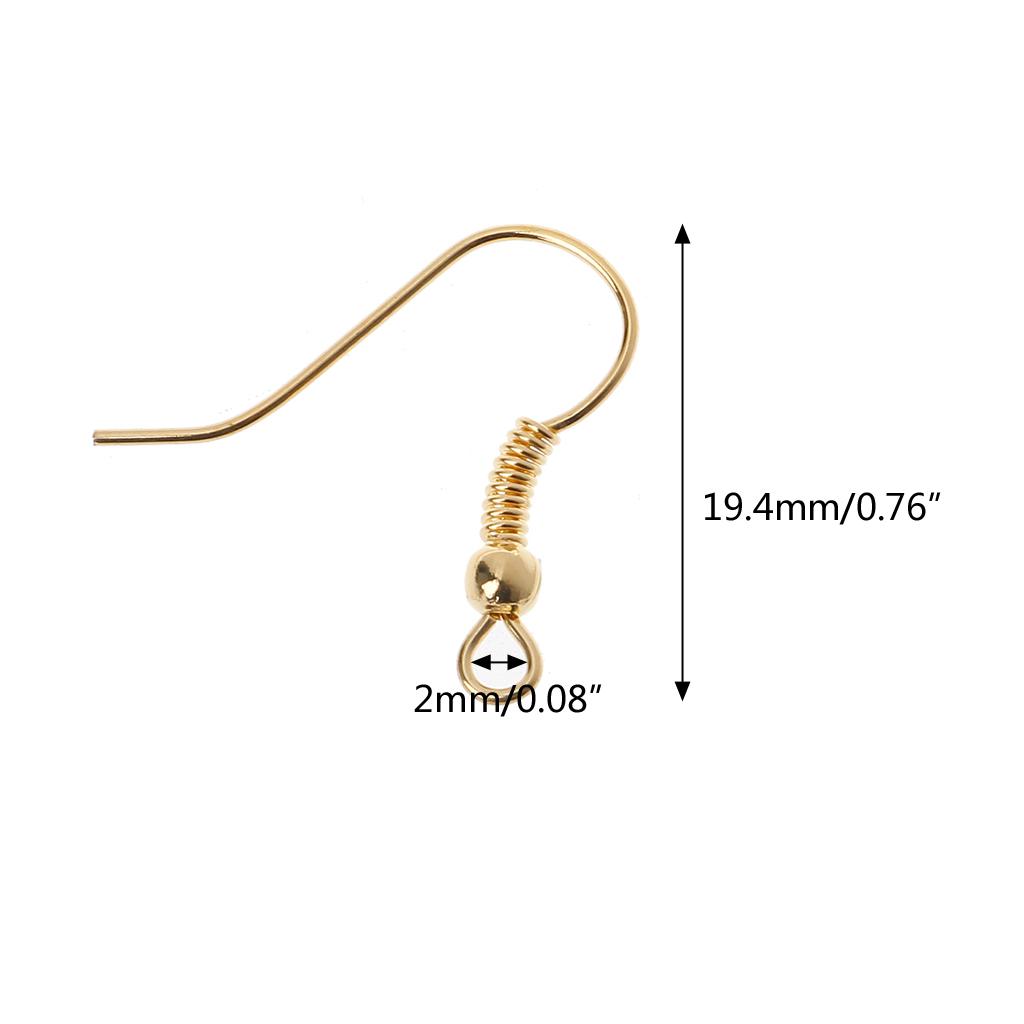 100 Pcs Silver Gold Fishhook Earring Hooks Hypoallergenic Ear Wires Fish Hooks