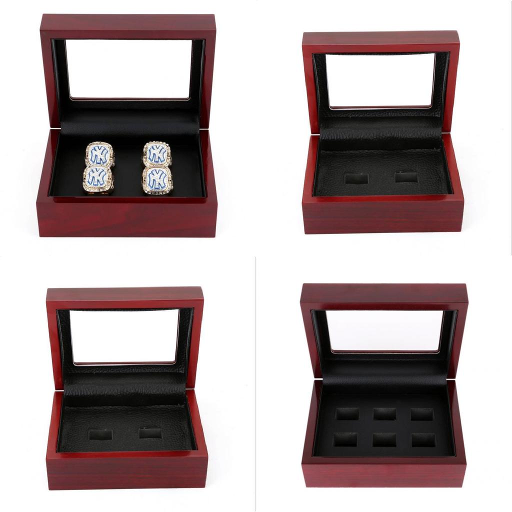 Classic Red Wood Jewelry Box Durable Multi-slot Ring Holder Gift For Weddings