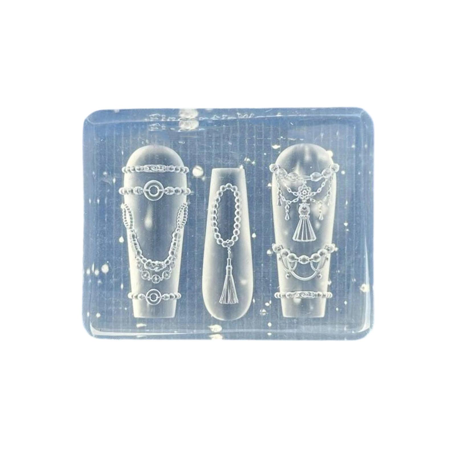 

Silicone Nail Art Mold for Embossed French Manicure with Vintage Chinese Knot Chain Design Reusable Craft Supplies T4