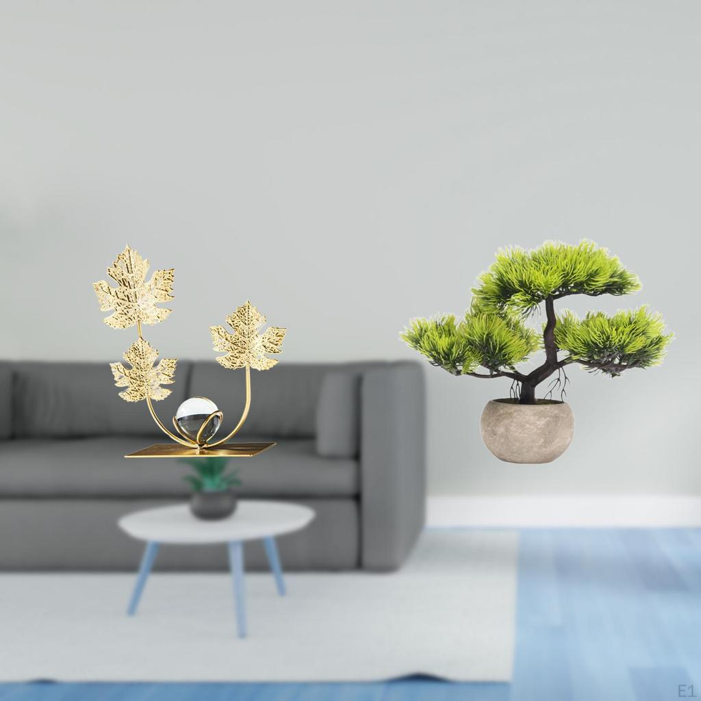 Leaves Statue Bookshelf Sculpture Artificial Bonsai Tree Birthday Housewarming Gift Bedroom Holiday