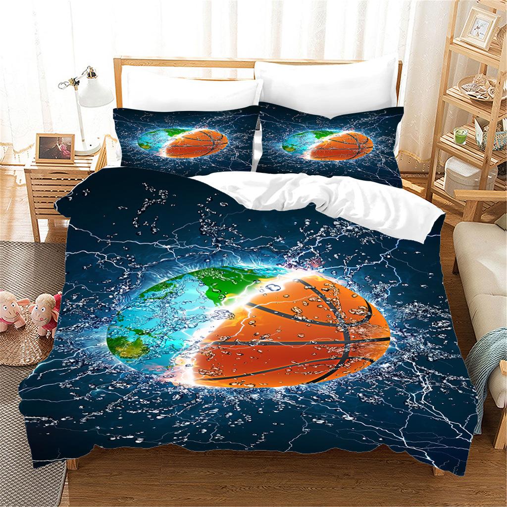 Basketball Duvet Cover Set Hit The Broken Wall Ball Theme Bedding Set For Kids Teens Queen King Size 2/3pcs Soft Quilt Cover