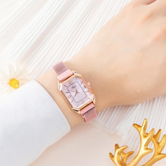 

Yousheng Women Quartz Watch Square Dial Magnetic Connection Strap Time-checking High Accuracy Lady Daily Wristwatch Office Dating Timepiece